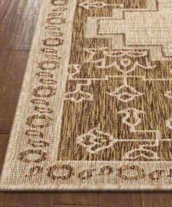 Well Woven Mani Oriental Medallion Indoor Outdoor Brown Flatweave Rug