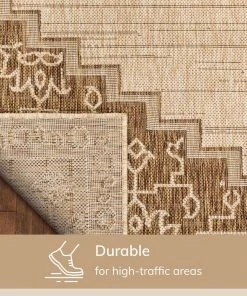 Well Woven Mani Oriental Medallion Indoor Outdoor Brown Flatweave Rug