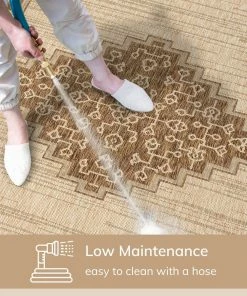 Well Woven Mani Oriental Medallion Indoor Outdoor Brown Flatweave Rug
