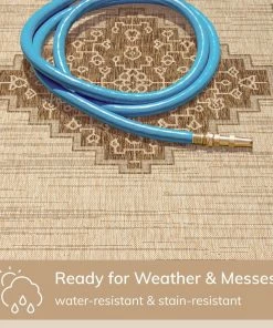 Well Woven Mani Oriental Medallion Indoor Outdoor Brown Flatweave Rug