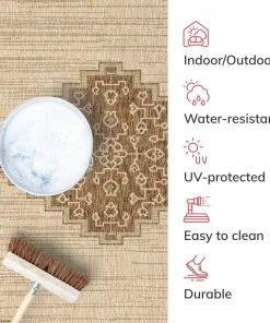 Well Woven Mani Oriental Medallion Indoor Outdoor Brown Flatweave Rug