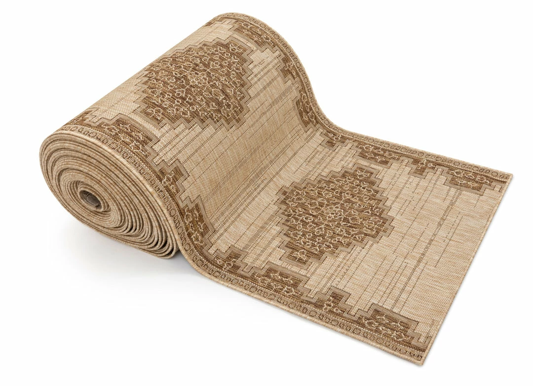 Well Woven Mani Custom Size Indoor/Outdoor Runner Oriental Medallion Brown 31 Inch Width X Choose Your Length Hallway Flat-Weave Runner Rug 3 Well Woven Mani Custom Size Indoor/Outdoor Runner Oriental Medallion Brown 31 Inch Width X Choose Your Length Hallway Flat-Weave Runner Rug