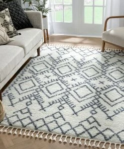 Well Woven Chantico Moroccan Lattice Grey Shag Rug Global