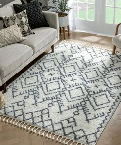 Well Woven Chantico Moroccan Lattice Grey Shag Rug Global
