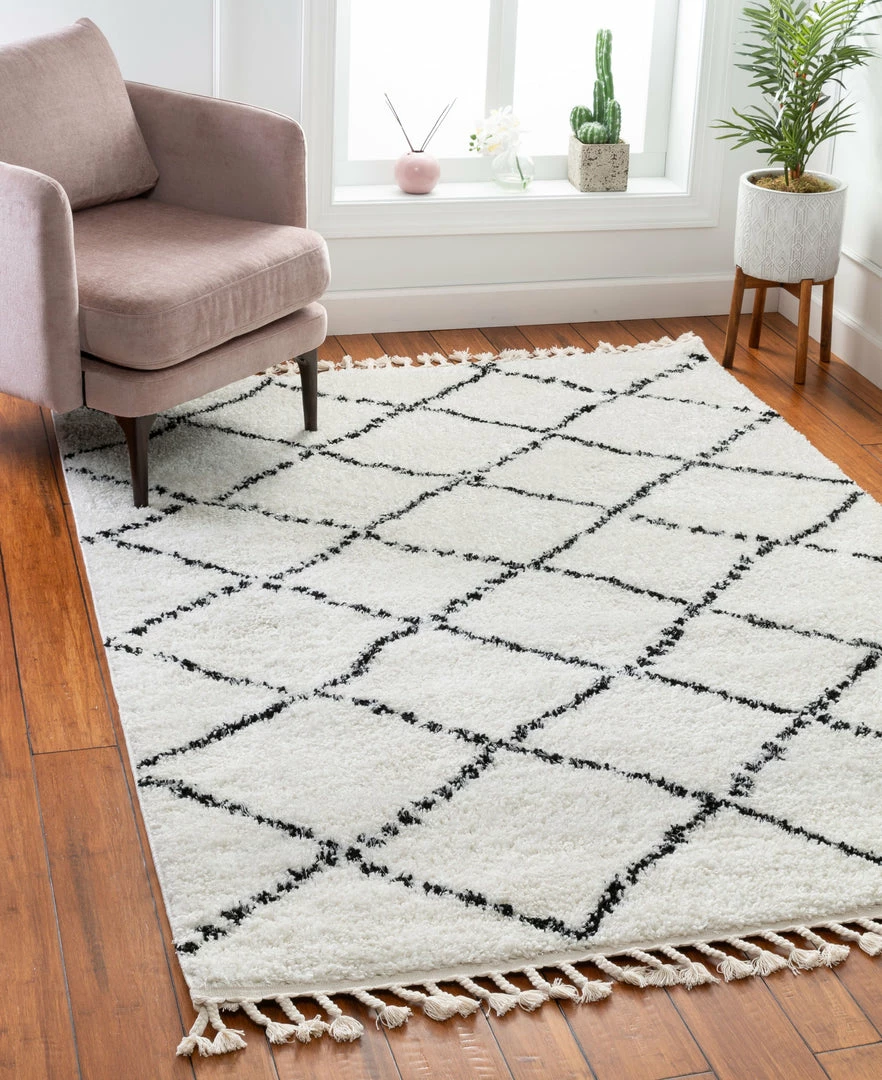 Well Woven Global Patli Moroccan Trellis Ivory Shag Rug 8 Well Woven Global Patli Moroccan Trellis Ivory Shag Rug