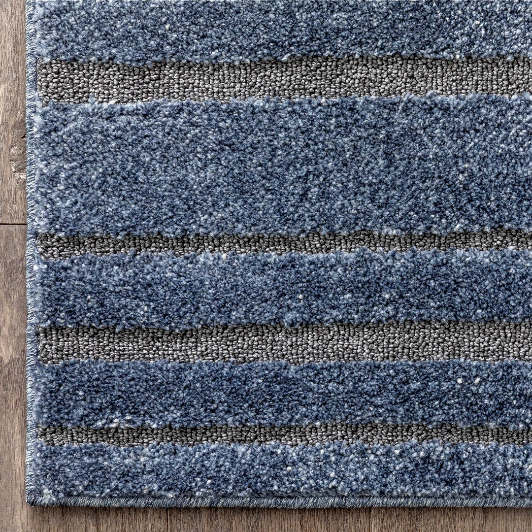 Well Woven Bauer Blue Modern Solid And Striped Rug Vintage 4 Well Woven Bauer Blue Modern Solid And Striped Rug Vintage