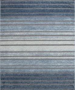 Well Woven Bauer Blue Modern Solid And Striped Rug Vintage