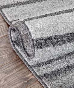 Well Woven Vintage Bauer Grey Modern Solid And Striped Rug