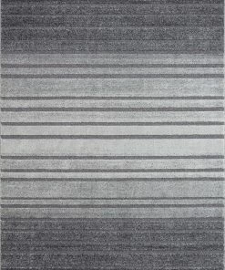Well Woven Vintage Bauer Grey Modern Solid And Striped Rug