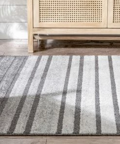 Well Woven Vintage Bauer Grey Modern Solid And Striped Rug