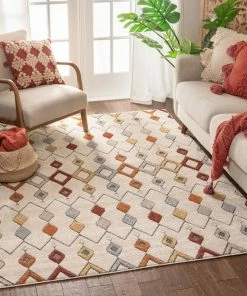 Well Woven Global Baikal Bohemian Vintage Tribal Diamond Beige Rug