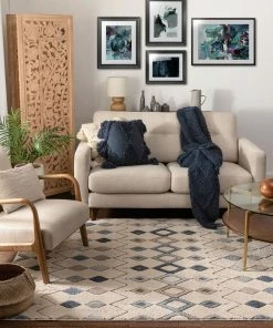 Well Woven Baikal Bohemian Vintage Tribal Diamond Blue Rug