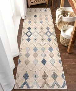 Well Woven Baikal Bohemian Vintage Tribal Diamond Blue Rug