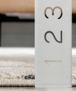 Well Woven Enzo Tribal Geometric Lines Beige Distressed High-Low Rug