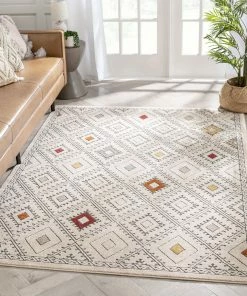 Well Woven Moderne Bohemian Chic Tribal Moroccan Beige Rug Global