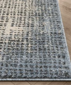 Well Woven Julen Tribal Plaid Distressed Blue Distressed High-Low Rug Global