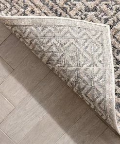 Well Woven Lyre Tribal Mosaic Tile-Work Beige & Grey Distressed High-Low Rug Global
