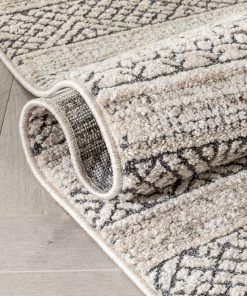 Well Woven Fresco Tribal Geometric Beige Distressed High-Low Rug Global