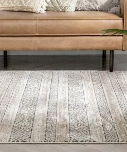 Well Woven Fresco Tribal Geometric Beige Distressed High-Low Rug Global