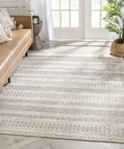 Well Woven Fresco Tribal Geometric Beige Distressed High-Low Rug Global