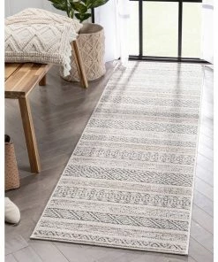 Well Woven Fresco Tribal Geometric Beige Distressed High-Low Rug Global