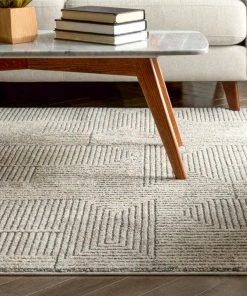 Well Woven Global Donna Tribal Geometric Abstract Beige Distressed High-Low Rug