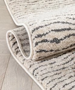 Well Woven Global Mateo Tribal Geometric Coastal Lines Beige Distressed High-Low Rug