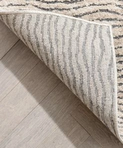 Well Woven Global Mateo Tribal Geometric Coastal Lines Beige Distressed High-Low Rug