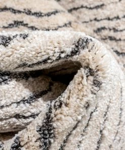 Well Woven Global Mateo Tribal Geometric Coastal Lines Beige Distressed High-Low Rug