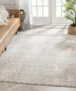 Well Woven Global Mateo Tribal Geometric Coastal Lines Beige Distressed High-Low Rug