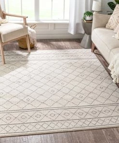 Well Woven Mara Moroccan Lattice Trellis Ivory Rug Global