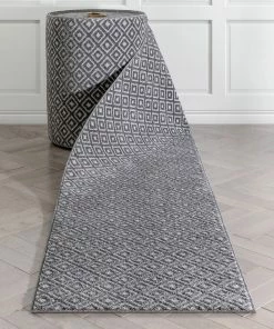 Well Woven Custom Size Runner Pia Tribal Geometric Diamond Pattern Dark Grey Choose Your Width X Choose Your Length Hallway Runner Rug