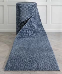 Well Woven Custom Size Runner Pia Tribal Geometric Diamond Pattern Dark Blue Choose Your Width X Choose Your Length Hallway Runner Rug