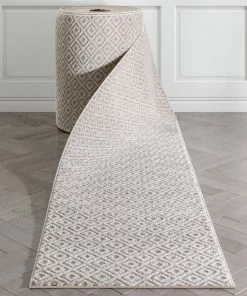 Well Woven Custom Size Runner Pia Tribal Geometric Diamond Pattern Light Grey/Beige Choose Your Width X Choose Your Length Hallway Runner Rug Global