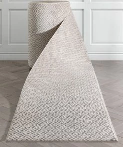 Well Woven Custom Size Runner Pia Tribal Geometric Diamond Pattern Light Grey/Beige Choose Your Width X Choose Your Length Hallway Runner Rug Global