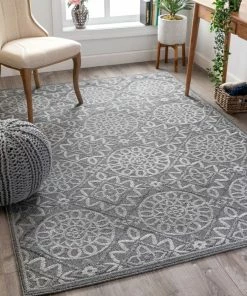 Well Woven Vintage Caspian Grey Modern Suzani Rug