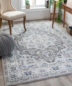 Well Woven Vintage Georgina Grey Modern Medallion Rug