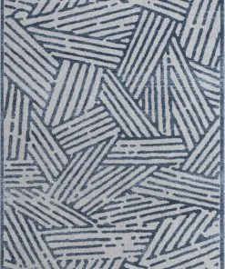 Well Woven Tukker Blue Tribal Modern Geometric Lines Rug Vintage