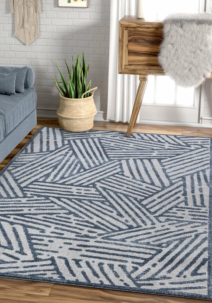 Well Woven Tukker Blue Tribal Modern Geometric Lines Rug Vintage 2 Well Woven Tukker Blue Tribal Modern Geometric Lines Rug Vintage