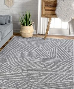 Well Woven Tukker Grey Mid-Century Modern Geometric Lines Rug By Chill Rugs