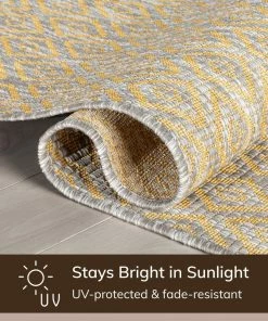 Well Woven Sienna Modern Solid Pattern Yellow Flat-Weave Indoor/Outdoor Rug