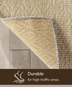 Well Woven Sienna Modern Solid Pattern Yellow Flat-Weave Indoor/Outdoor Rug