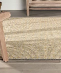 Well Woven Sienna Modern Solid Pattern Yellow Flat-Weave Indoor/Outdoor Rug