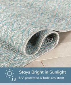 Well Woven Sienna Modern Solid Pattern Blue Flat-Weave Indoor/Outdoor Rug