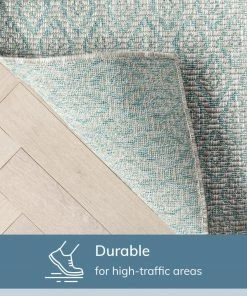 Well Woven Sienna Modern Solid Pattern Blue Flat-Weave Indoor/Outdoor Rug