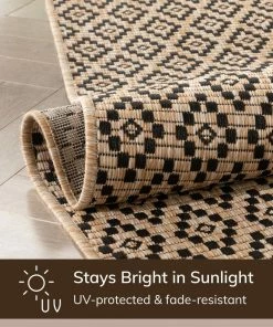 Well Woven Sorrel Moroccan Lattice Trellis Natural Indoor Outdoor Rug