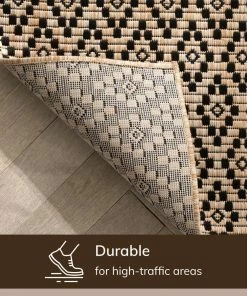 Well Woven Sorrel Moroccan Lattice Trellis Natural Indoor Outdoor Rug