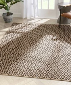 Well Woven Sorrel Moroccan Lattice Trellis Natural Indoor Outdoor Rug