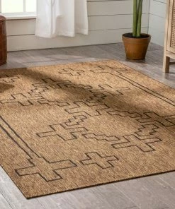 Well Woven Calisa Tribal Medallion Pattern Natural Indoor Outdoor Rug