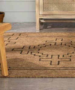 Well Woven Calisa Tribal Medallion Pattern Natural Indoor Outdoor Rug